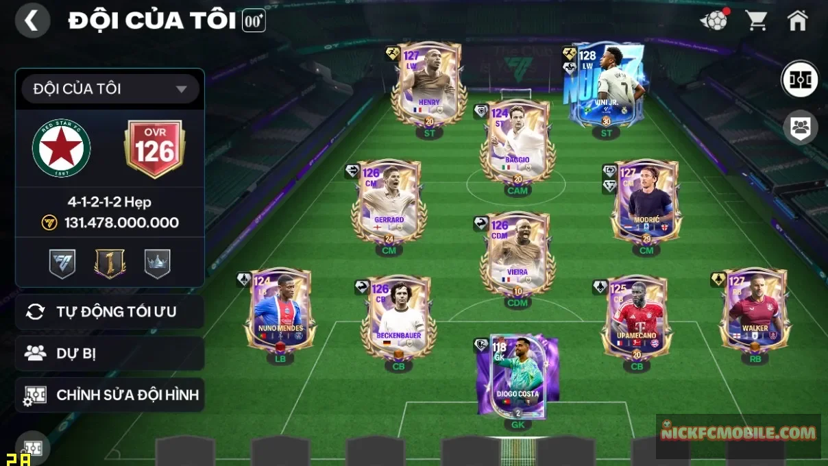 Ovr 126 Vini128+Henry+ nhiều cthu ngon Đội hình ổn