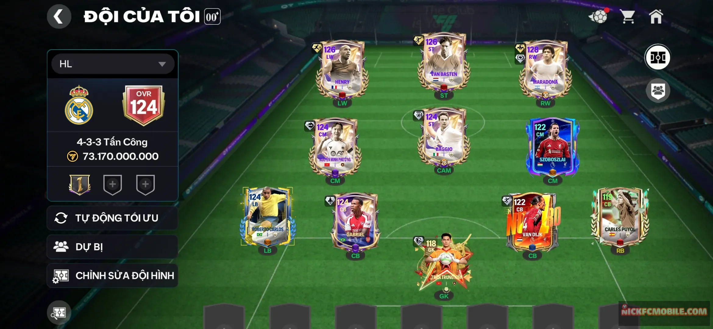 Ovr 124 có cầu thủ 123 hàng công ngon dư 3k mảnh và 2k9 hhth