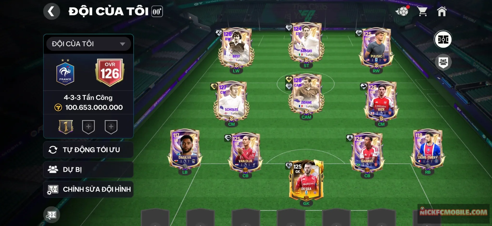 ZIDANE + Best + 1B3 coin + full dàn cầu thủ.