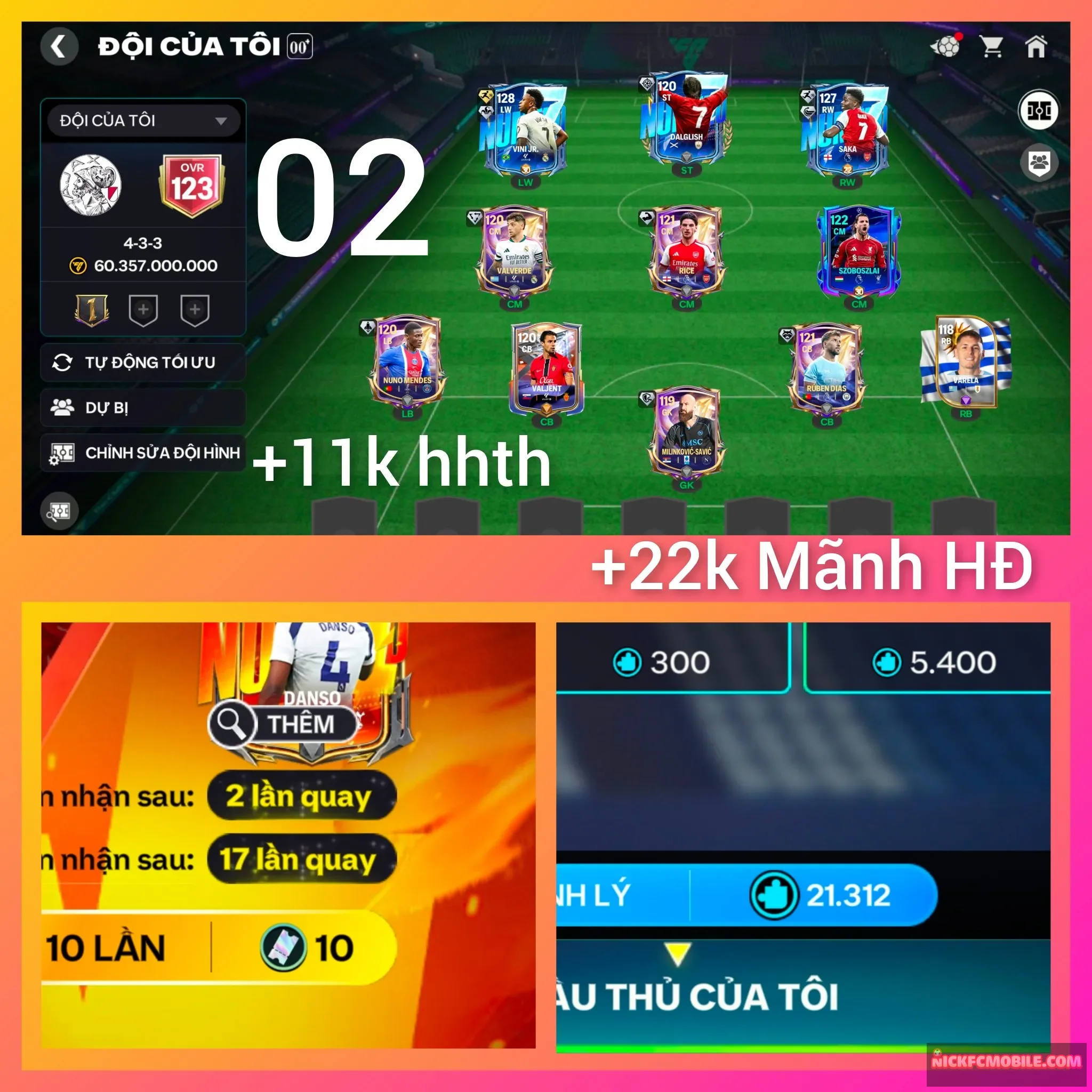 Ms02. vini128+ 22k Mãnh HĐ+ 11k hhth. Còn 17lượt nổ pod A