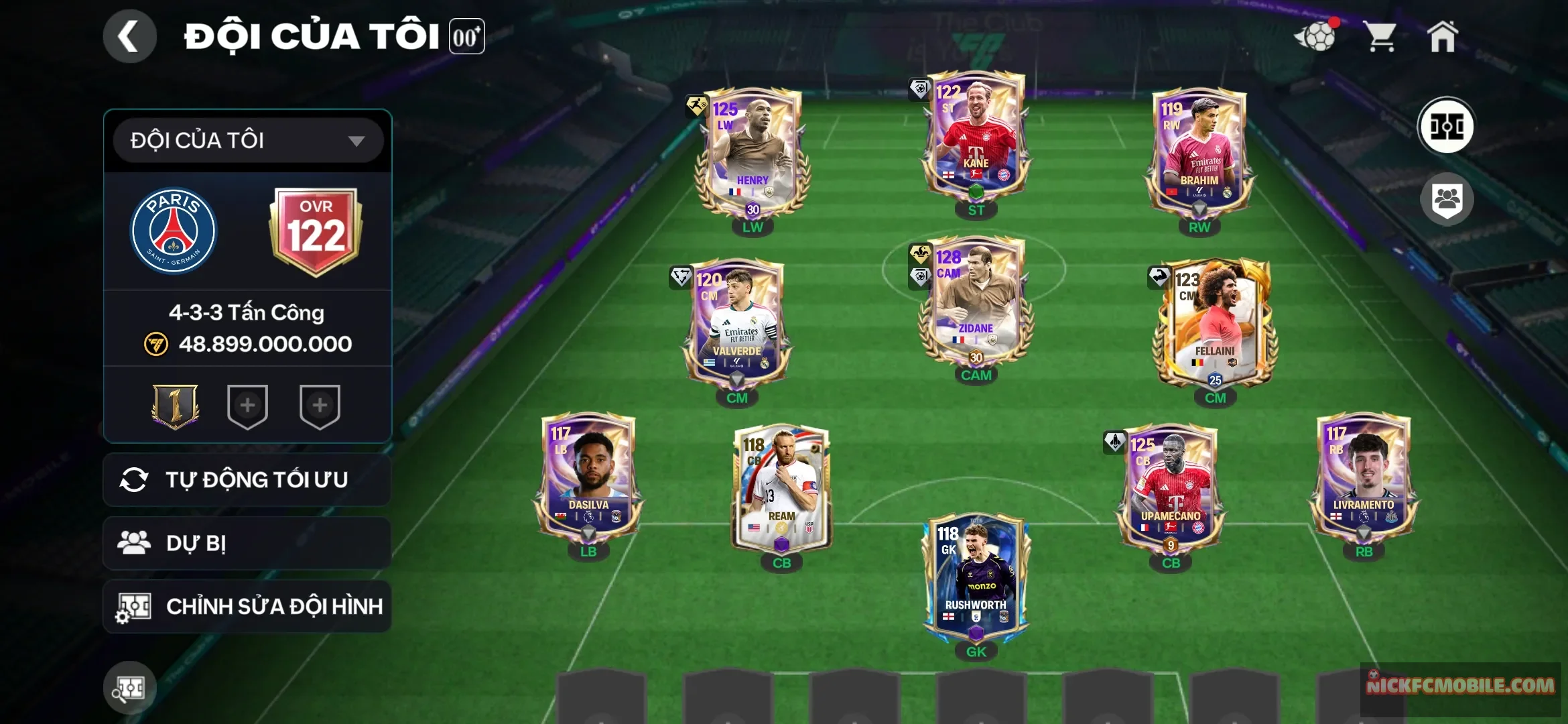 Đội hình có zidan henry và nhiều cầu thủ khác tài nguyên dư 19k9 mảnh rank và nv 20k gem còn zin