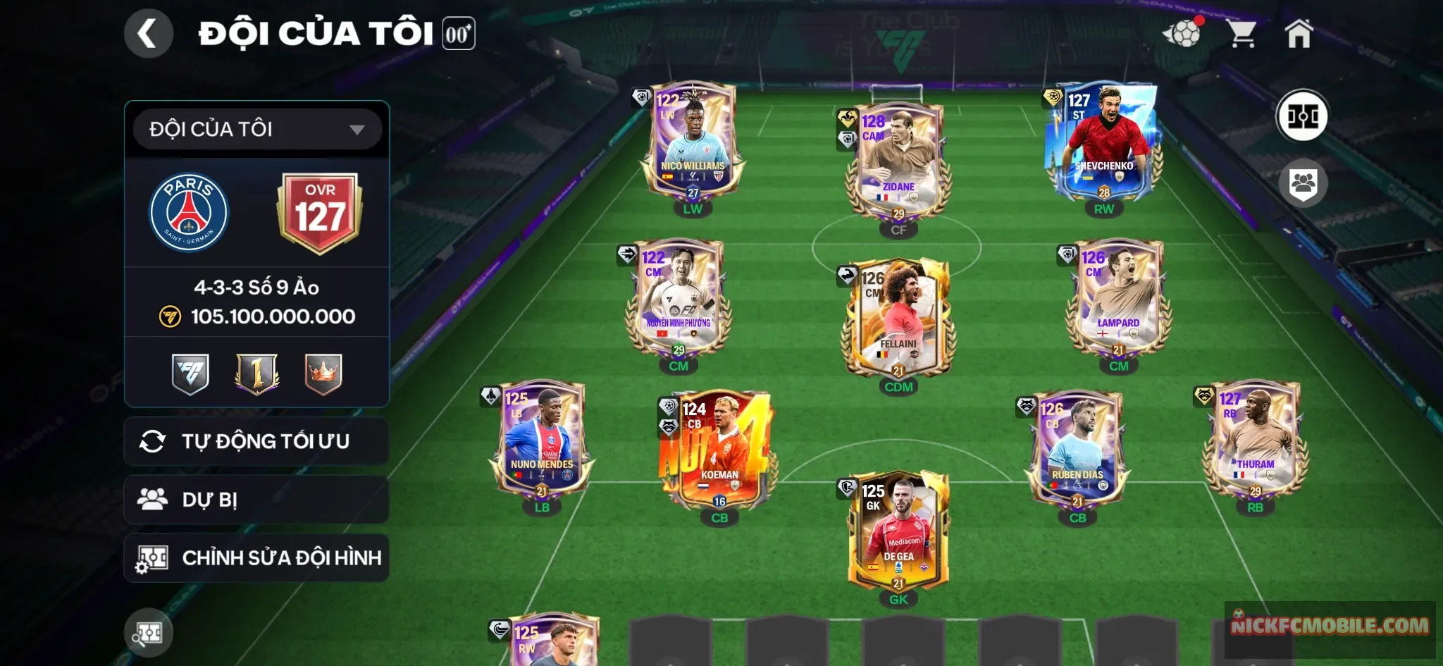 Ovr 127 Zidane+Shevchenko+Thuram khung ổn