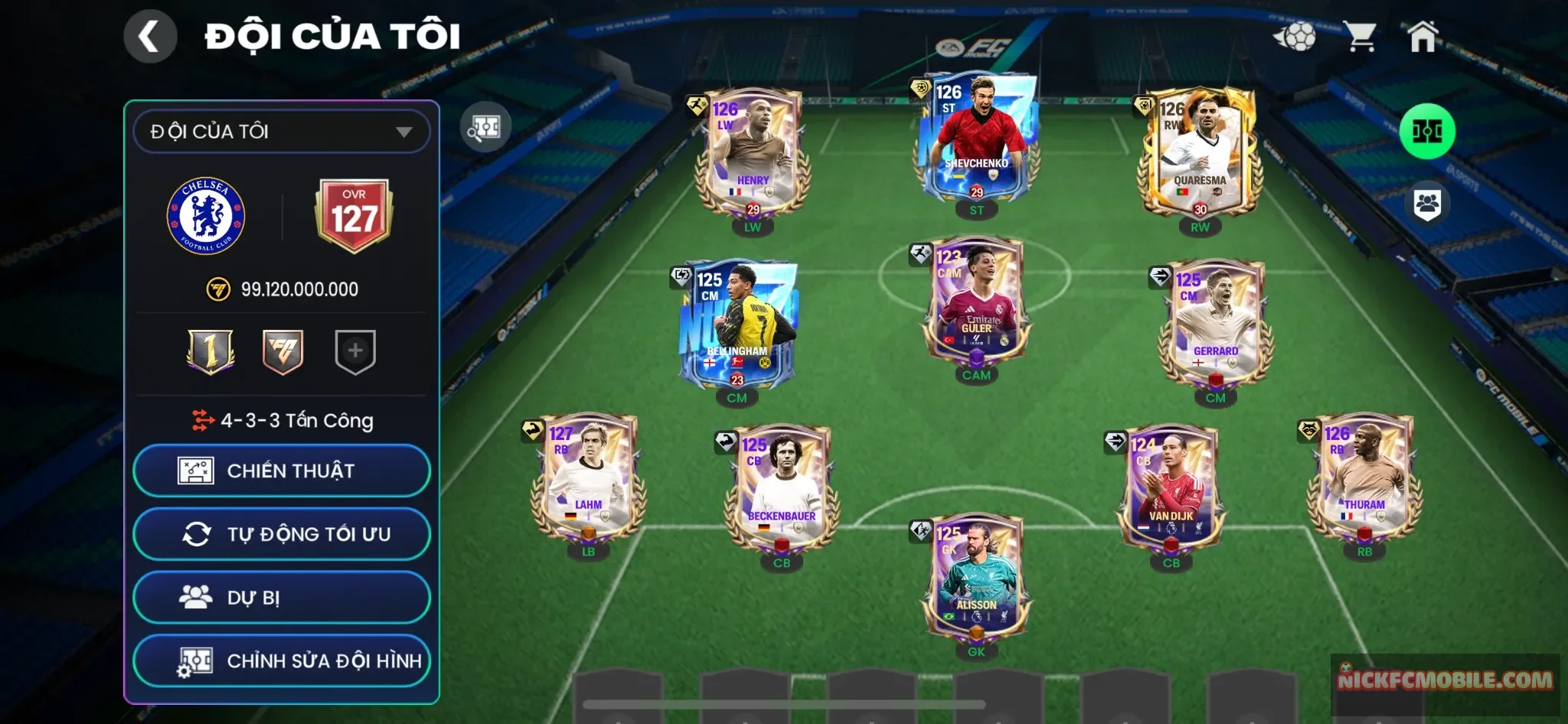 Ovr127 - 5 cầu thủ 122 + 3 cầu thủ 121 + 31k7 mảnh trao đổi + 1b coin