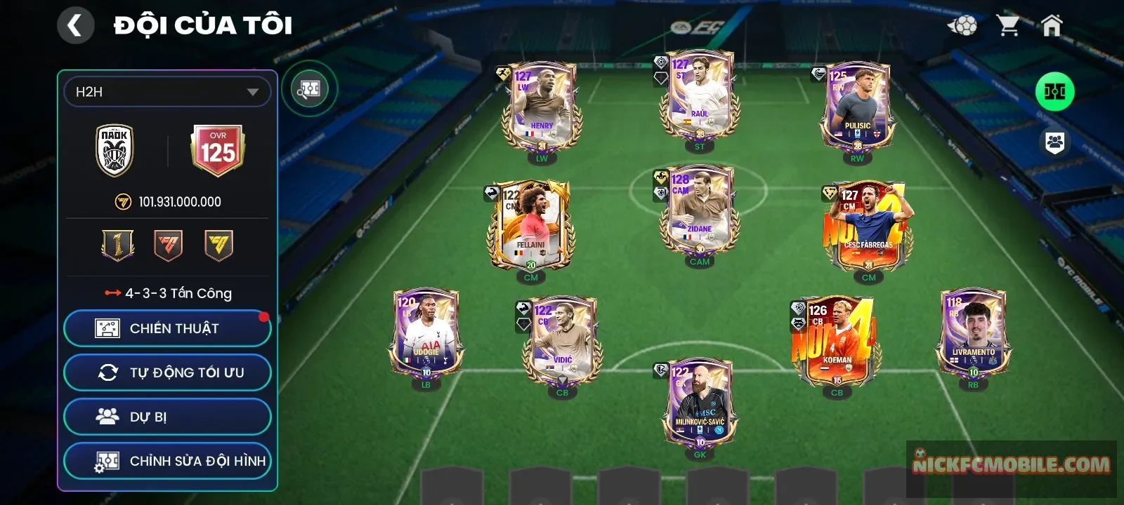 reg zidane cùng đội hình ngon dư 6k hhth 40k đá