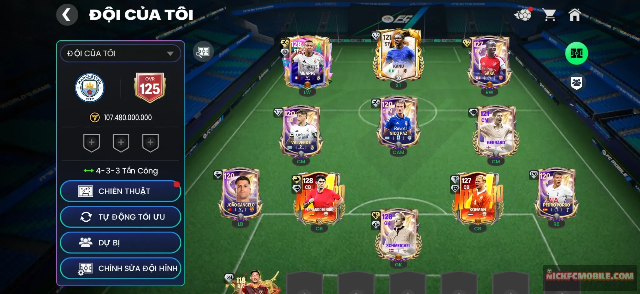 Mp3 + fennan + Gk + full dàn cầu thủ