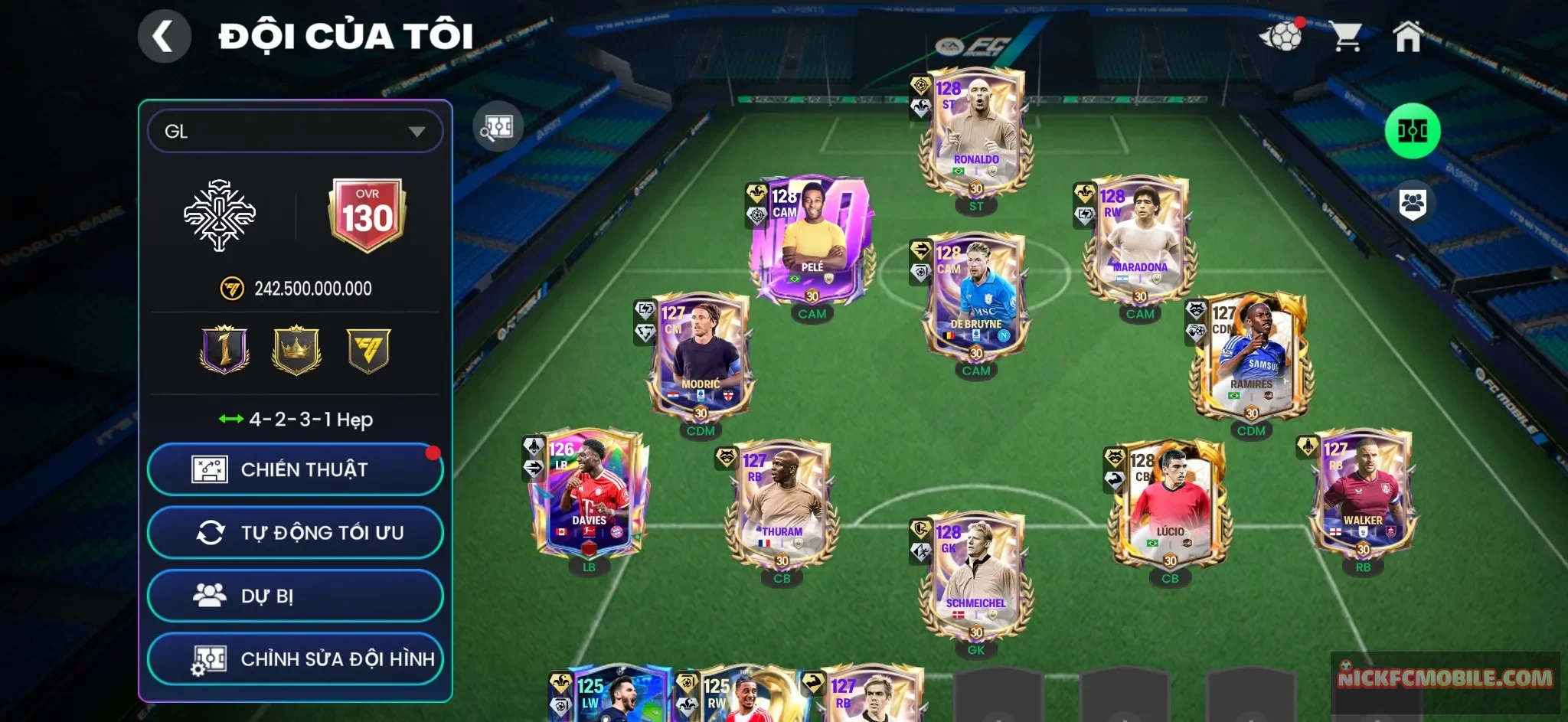 OVR 130 : 5con 123 + Đã mở 2 sổ SS + Vé t10. Rank cao.