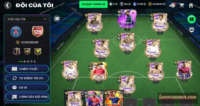 Ovr 129, 5 cầu thủ 128, 37K hhth