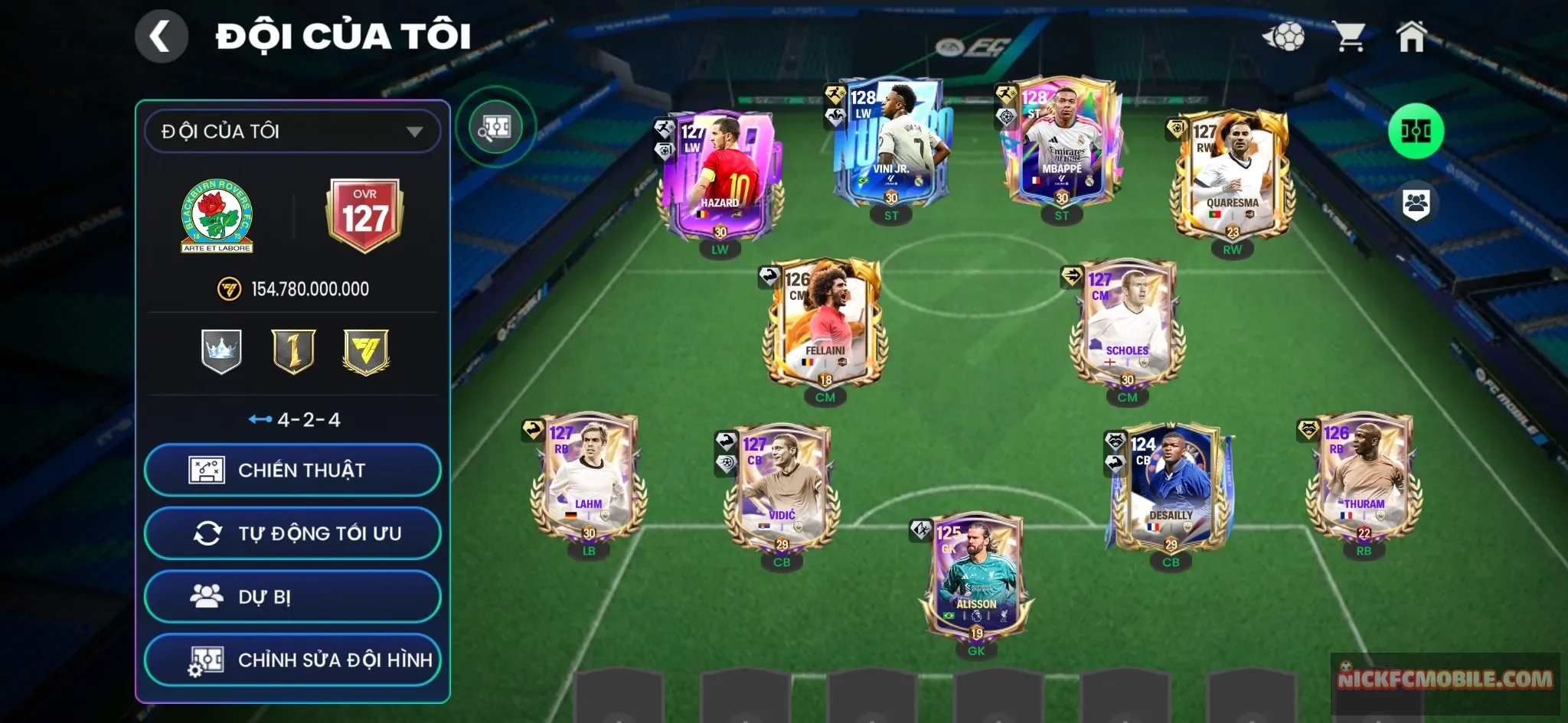 Ovr127 cực ngon nhiều cầu thủ xịn 127 và có mbappe 128 và vini jr 128 đã mở 2 sổ siêu sao . Chuỗi vé fc và còn 2 rank chưa cày cực ngon và chỉ chơi