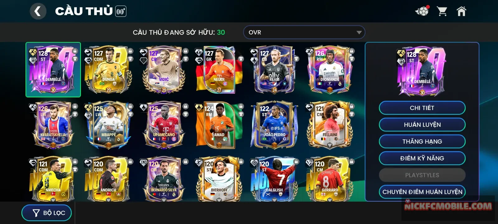 Over 127 dembele dư 2,4 tỷ coin nhiều mảnh,chuỗi vé
