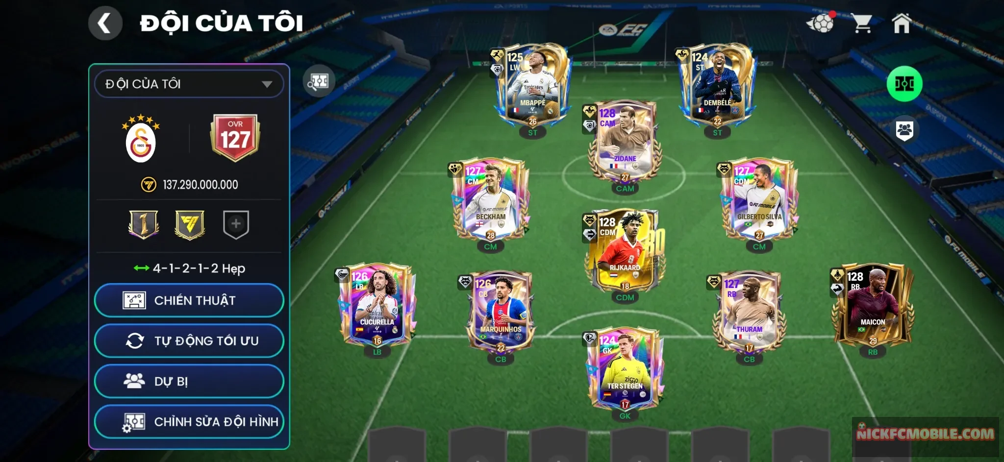 OVR 127 : Zidane + Raica + ricon + Full ĐH ngon + 44k mảnh.
