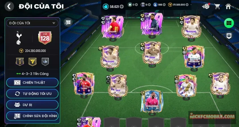 Ovr 128, 58K mảnh, 5 cầu thủ 128