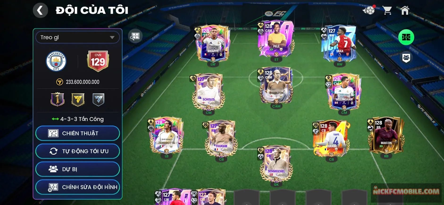 TC : OVR 129 + 8 con 128 , box zam ,6b , sival bán được , 100k mảnh.