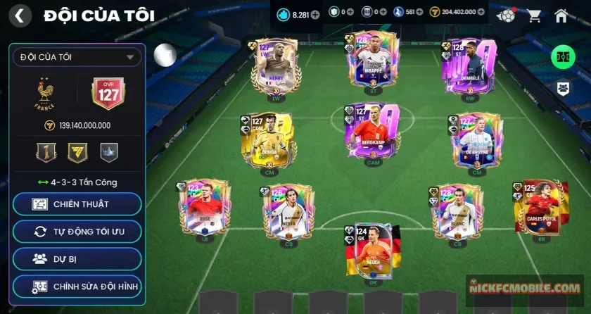 Ovr 127, 3 cầu thủ 128