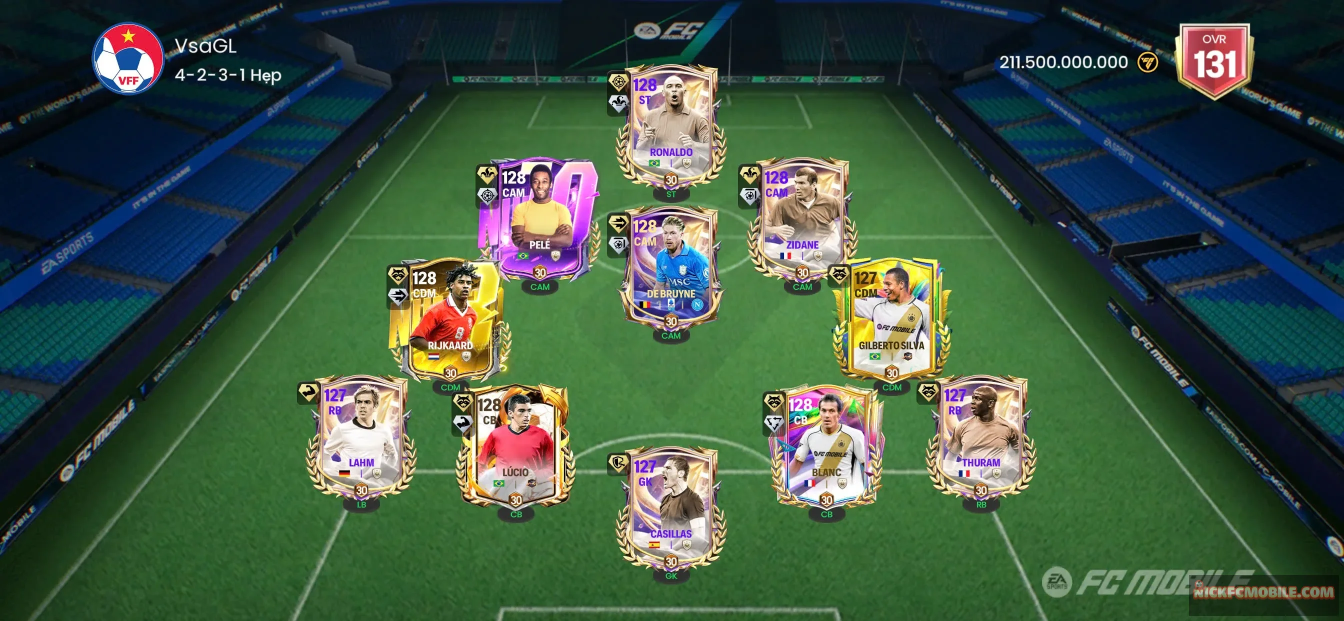 TC : OVR 131 + 7con 123 + 80k mảnh.