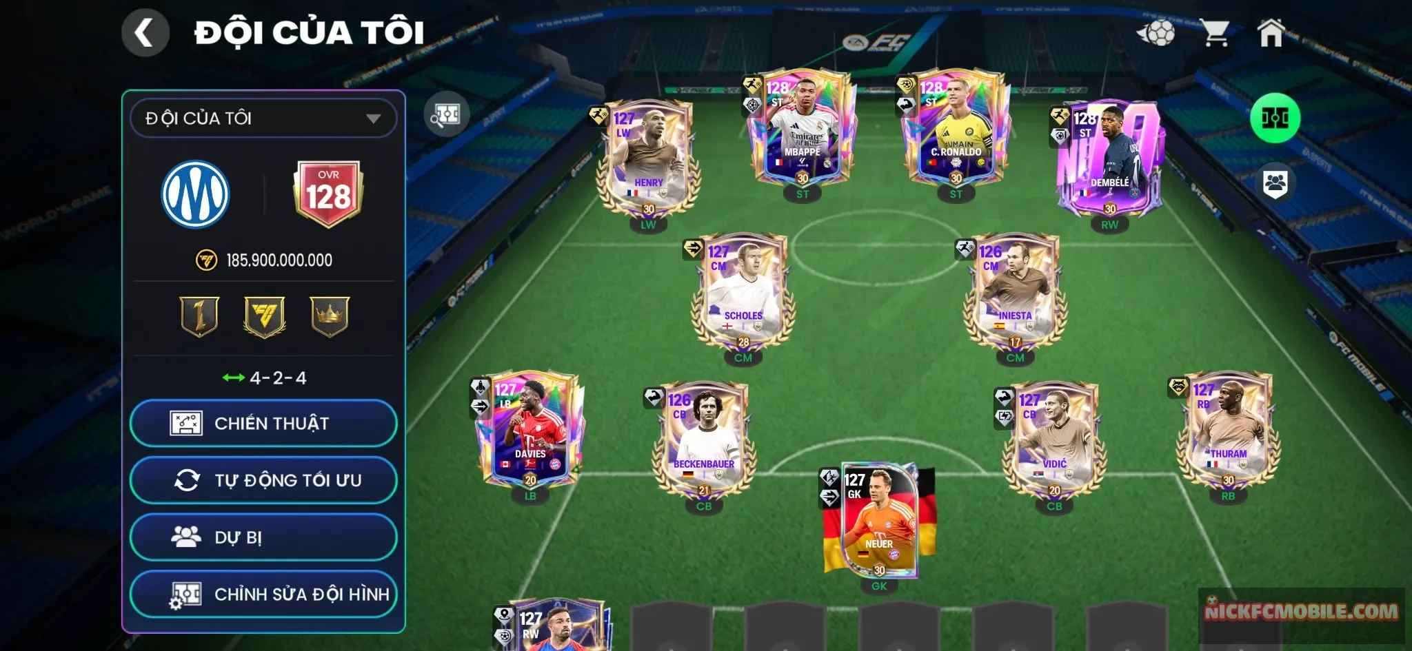Ovr 128 3 cthu 123 Cr7+M3p+Dembele Công siêu mạnh+ 27k mảnh